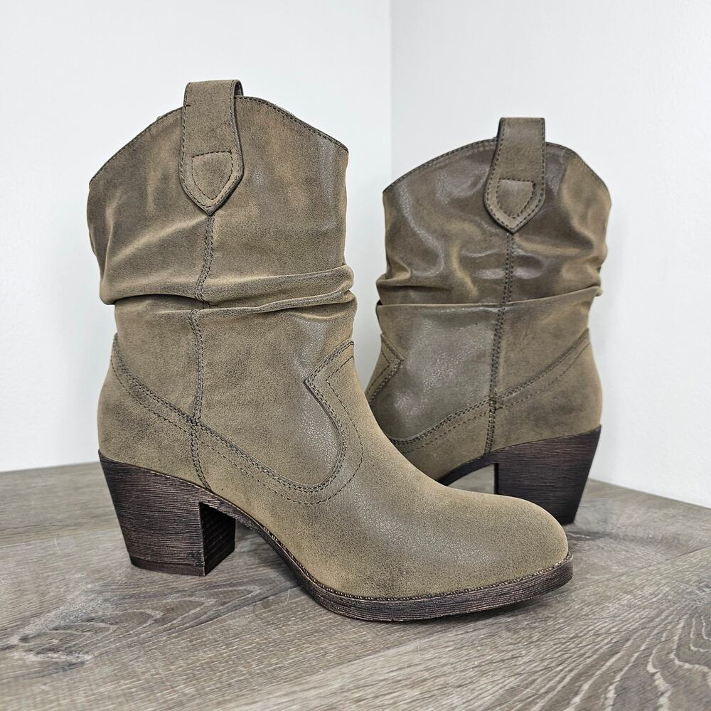Women's NWT Rocket Dog Brown Slouch Sheriff Style Western Ankle Boots Size 8.5